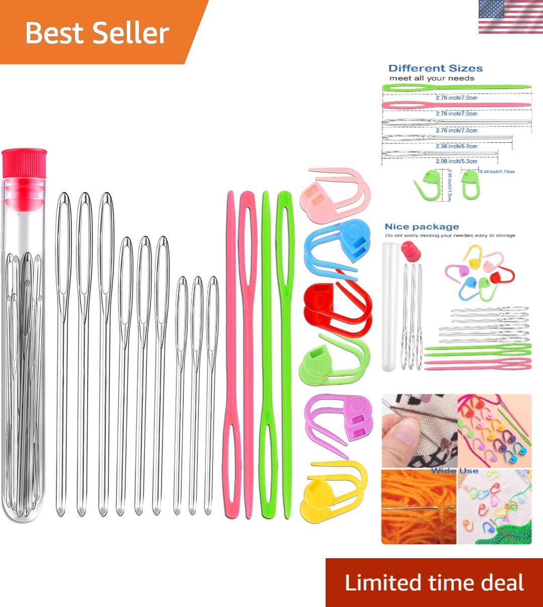 Easy-Thread 26 Pcs Knitting Kit: Blunt Yarn Needles & Locking Stitch Tools