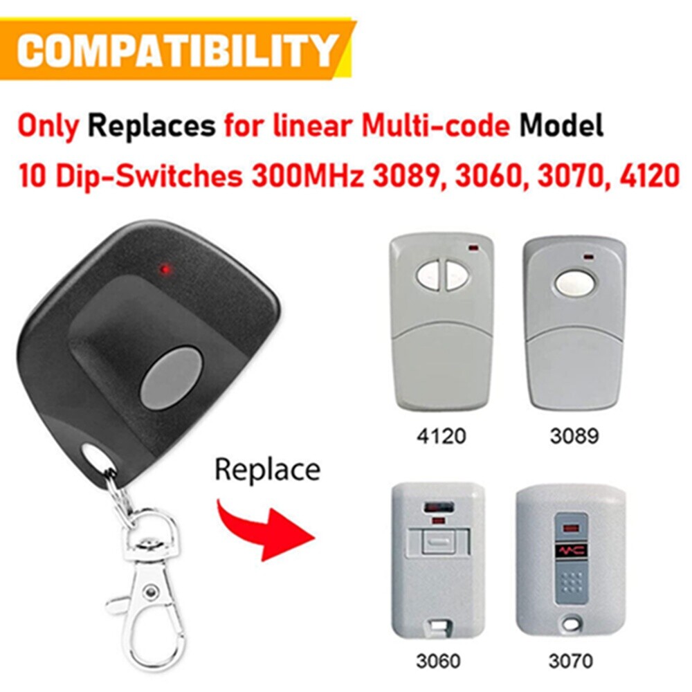 Multi-Code 3089 308911 Gate Garage Door Opener Remote Control 10 DIP Code 300MHz