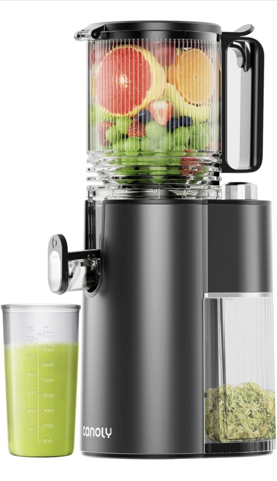Cold Press Juicer, 6.1” Wide Chute, Powerful Motor, Easy to Clean, Gray