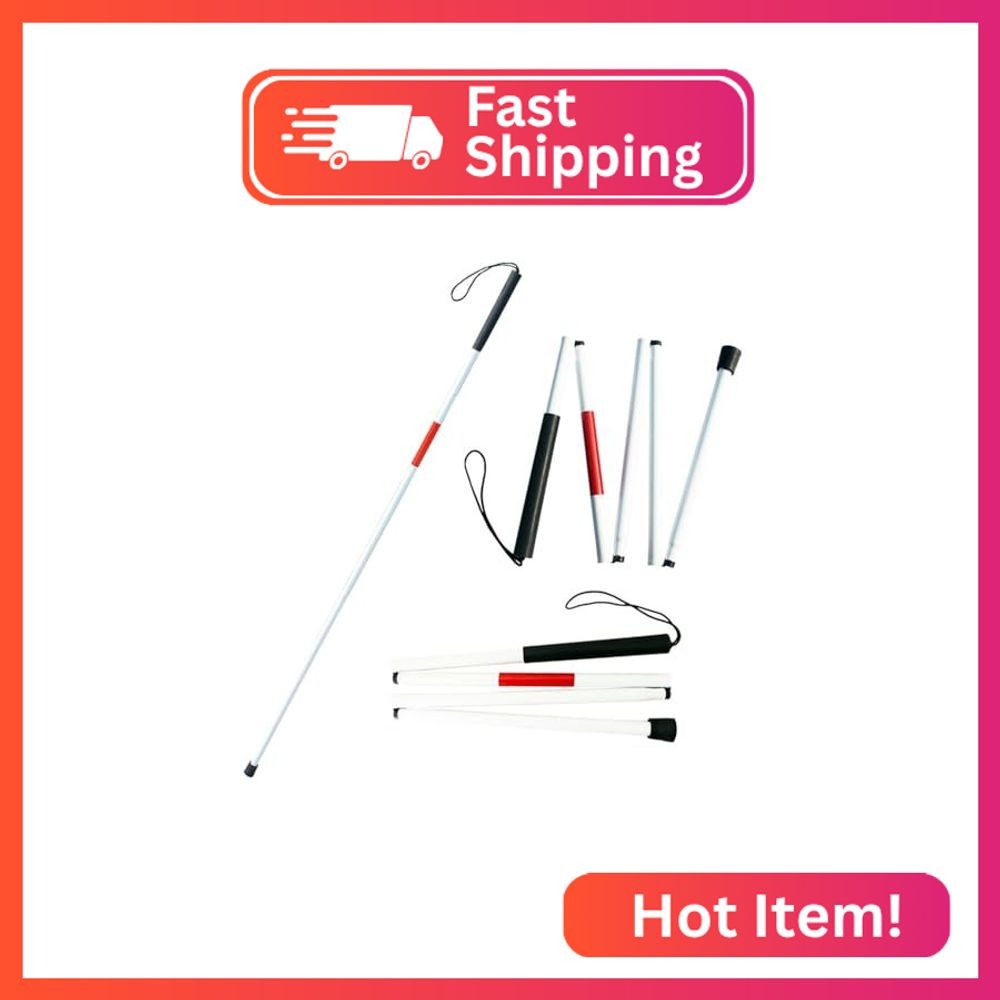 QISEQIRO Folding Aluminum Walking Cane Stick Reflective Red for The Blind or Vis