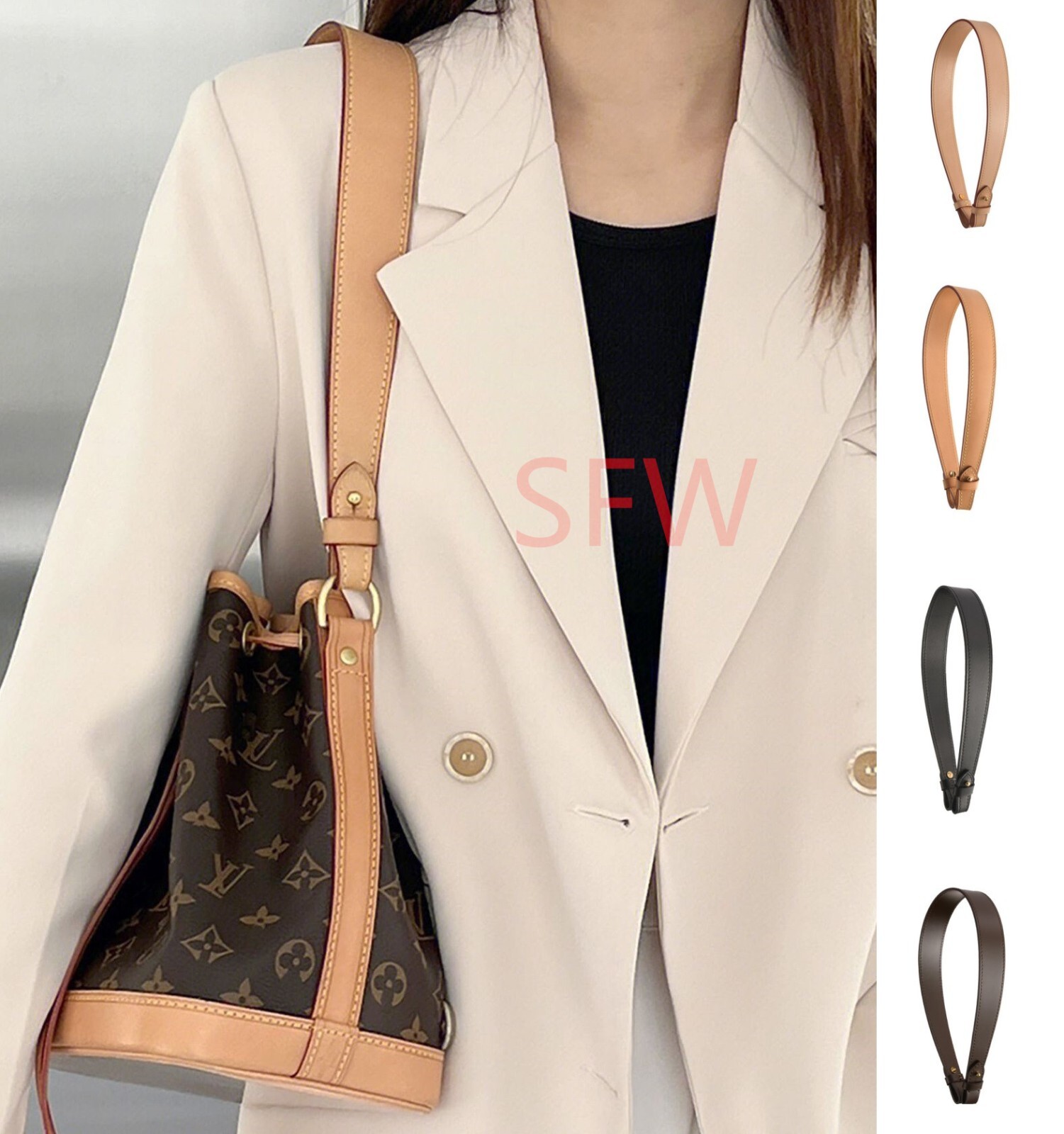 Vachetta Replacement Leather Top Handle Shoulder Strap Fit  For Noe BB Epi Bag