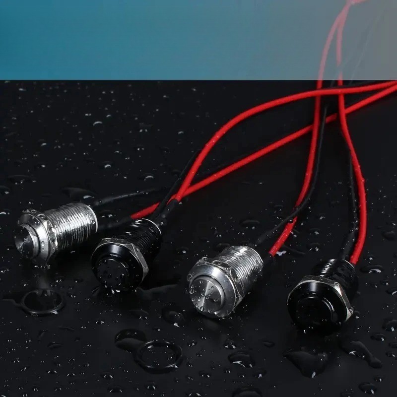 5-Pcs 12 mm Momentary Push Button Switch Waterproof Push Button Switch Round