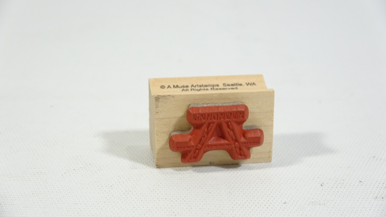 A Muse Picnic Wood Table Rubber Stamp 2-7124C