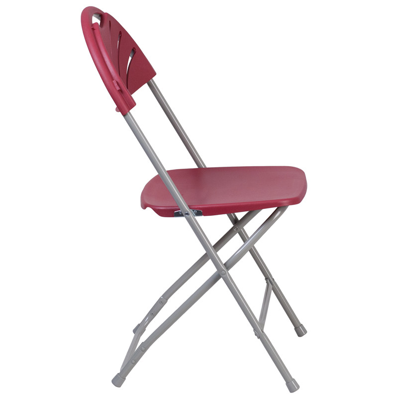 (100 PACK) 650 Capacity Commercial Grade Fan Back Burgundy Plastic Folding Chair