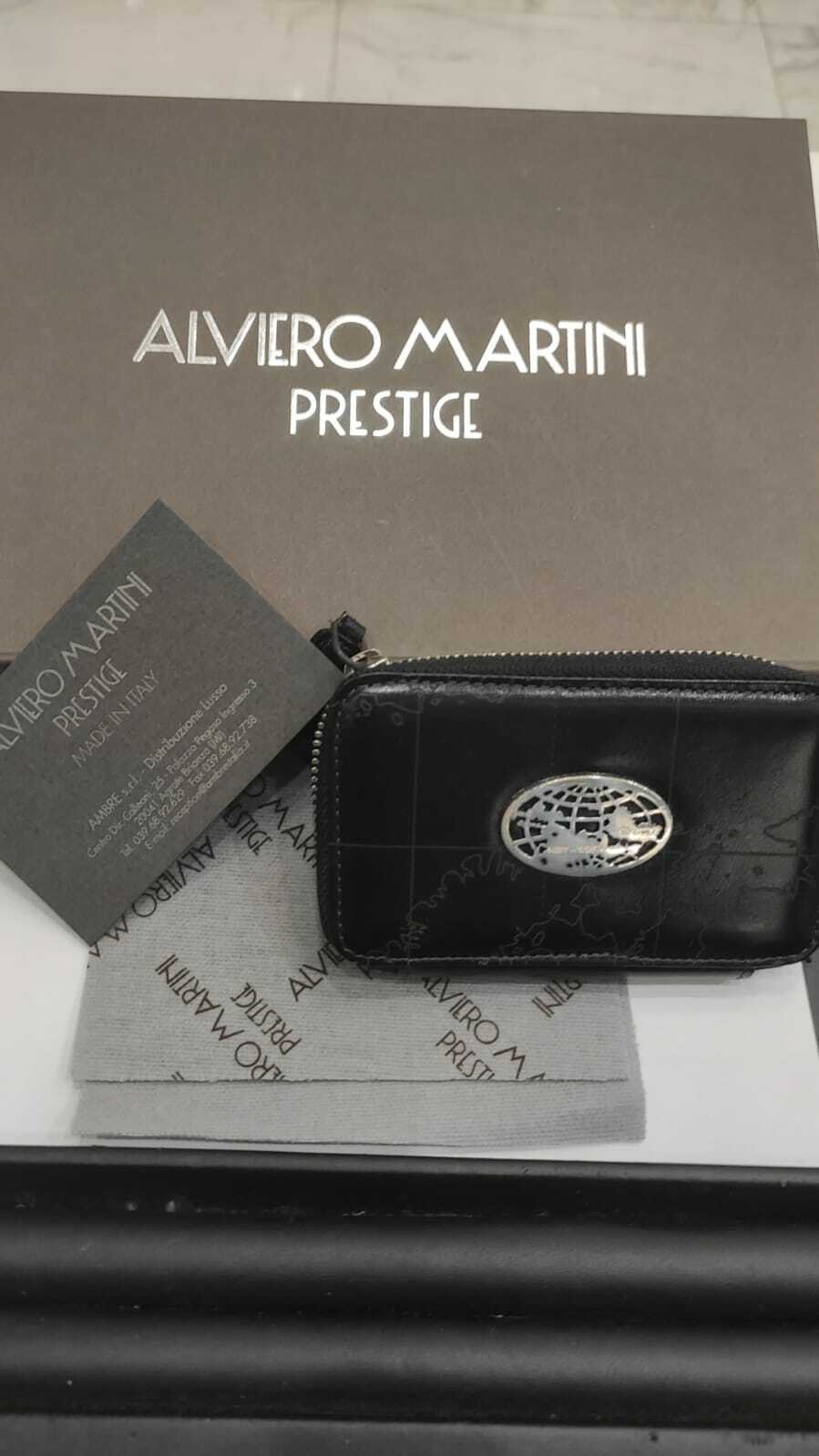 ALVIERO MARTINI PRESTIGE Leather and Silver Keychain925