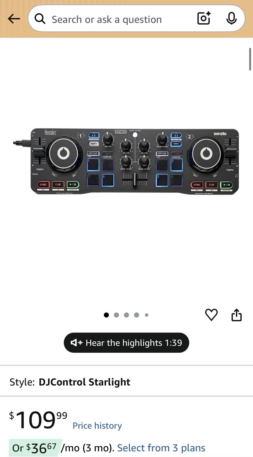 Hercules Starlight DJ Controller - Black