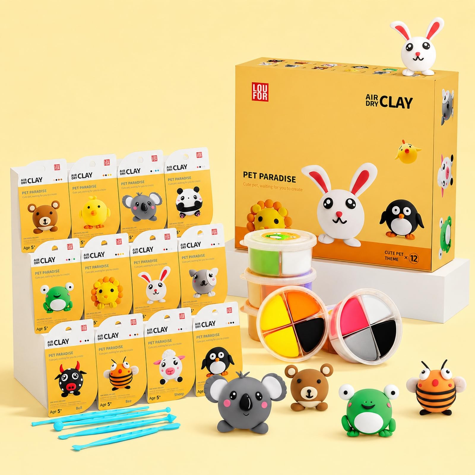 Air Dry Clay Kit -12 Animals Modeling Clay for Kids Arts and Crafts | Ultra L...