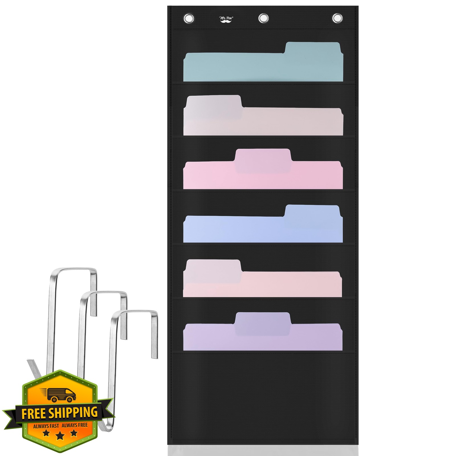 Mr. Pen Black 6 Pocket Wall Organizer