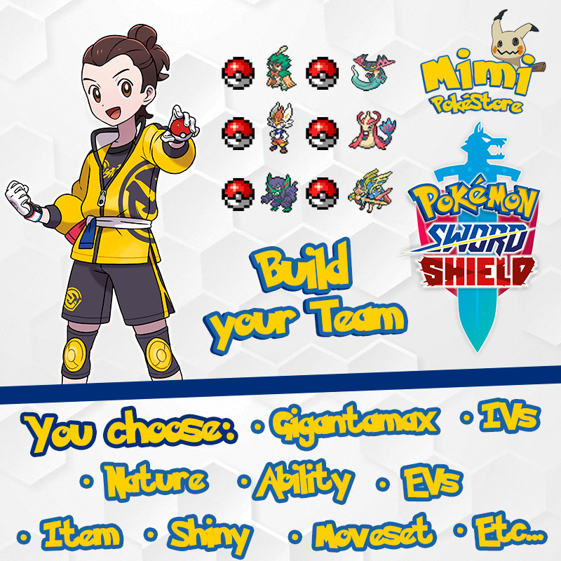 CUSTOM TEAM - 6 Pokémon Shiny, 6ivs Build your Team - Pokemon Sword & Shield