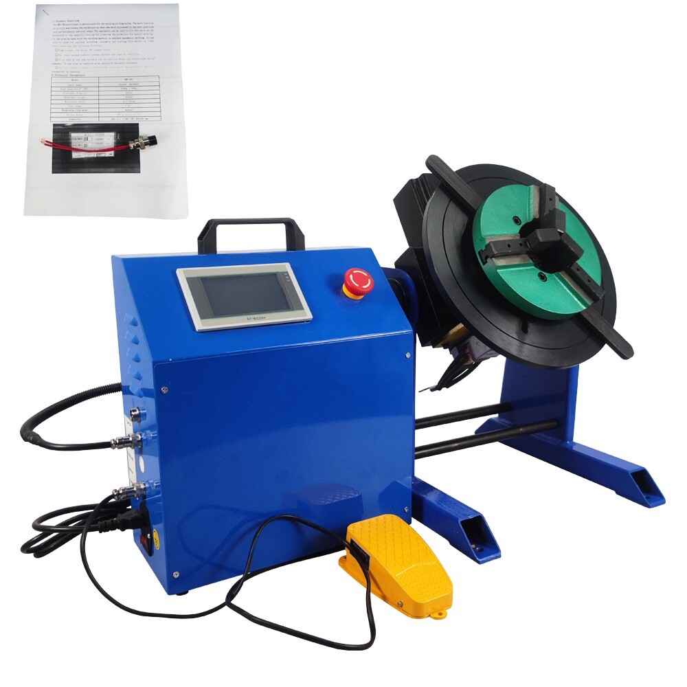 50KG Welding Positioner Turntable(PLC Controller) with 200mm Chuck 0-90° 110V