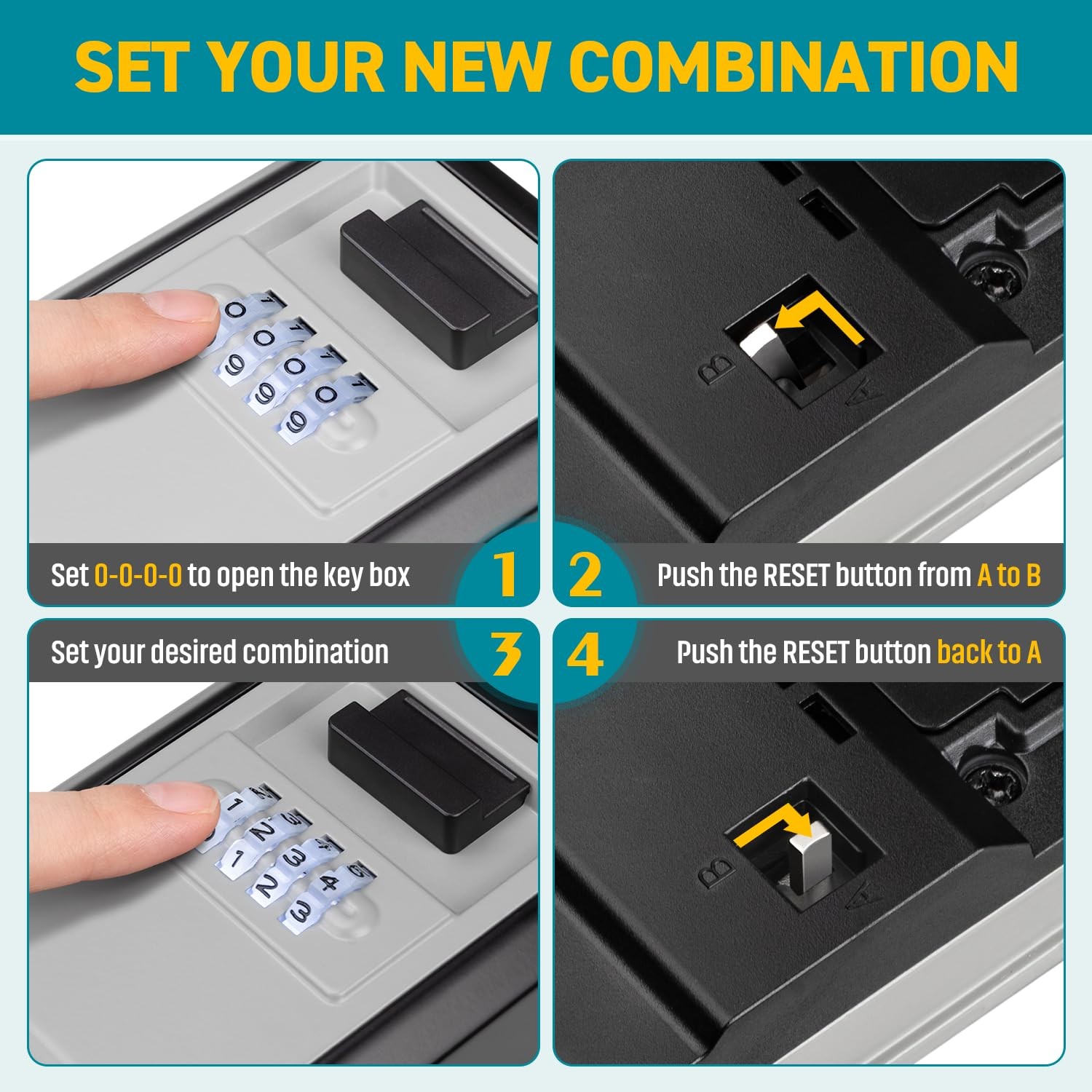 Key Lock Box, Waterproof Wall Mount, 4-Digit Code, Auto-Illuminating | Secure