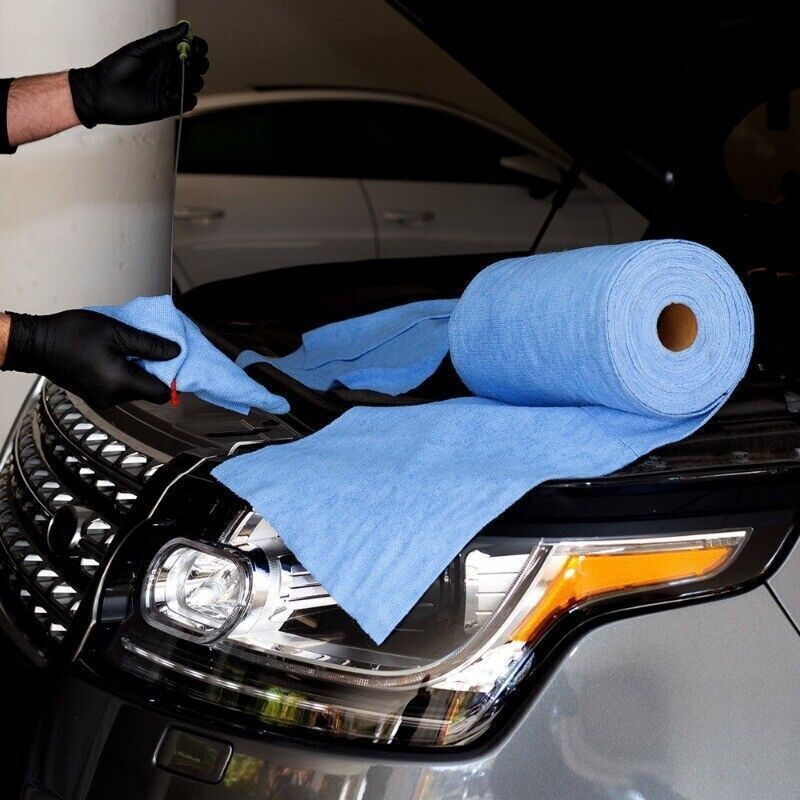 Commercial Grade Multi-Purpose Microfiber Towel Roll 100 Pack for Auto Home Blue