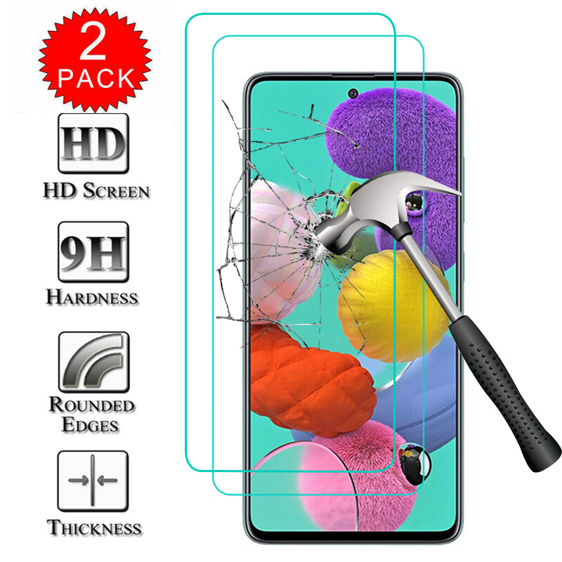 2 Pack  For Samsung Galaxy A52 5G  Clear Tempered Clear Screen Protector Cover