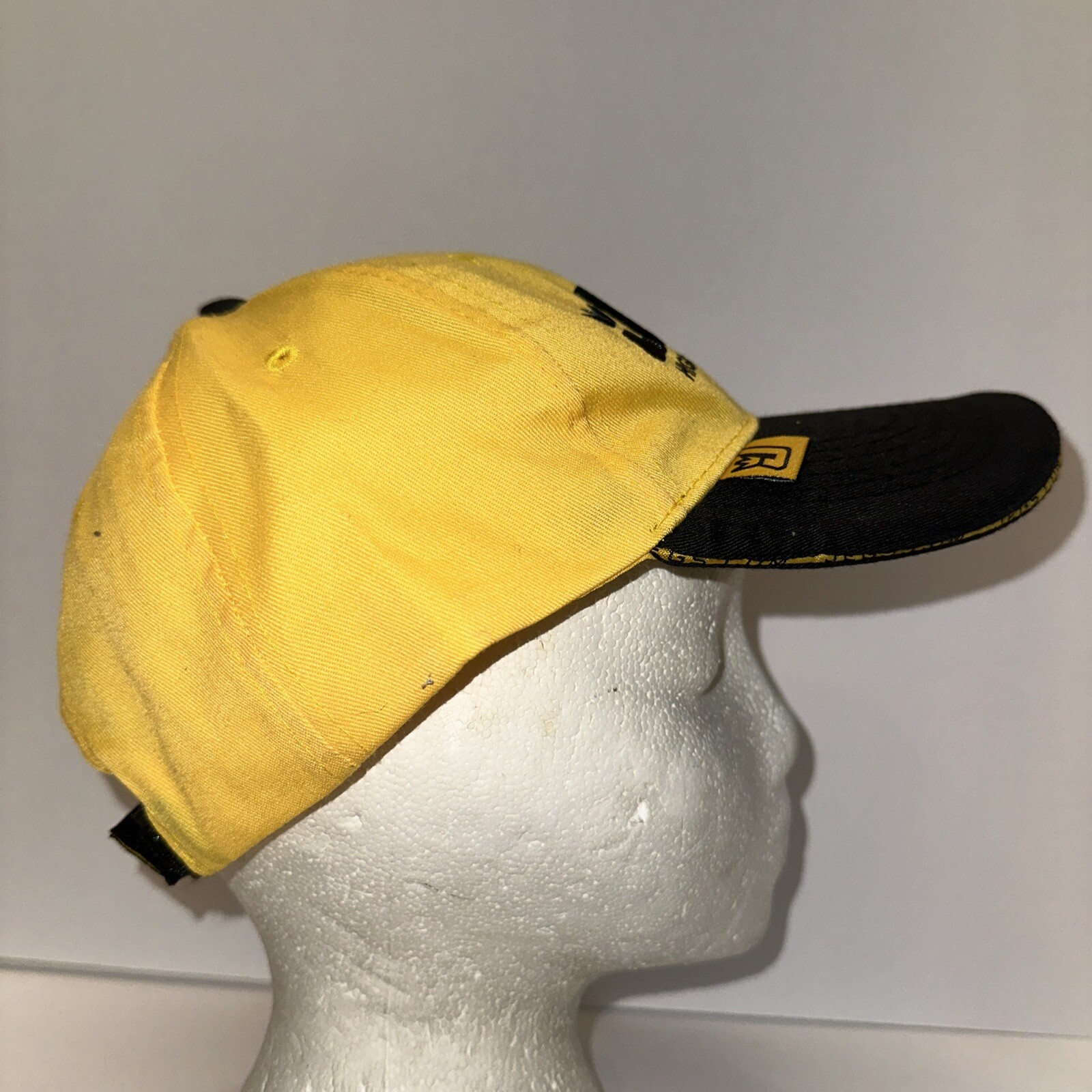 JEGS High Performance Black on Yellow Hat Cap Black Bill Hook Loop Black Button