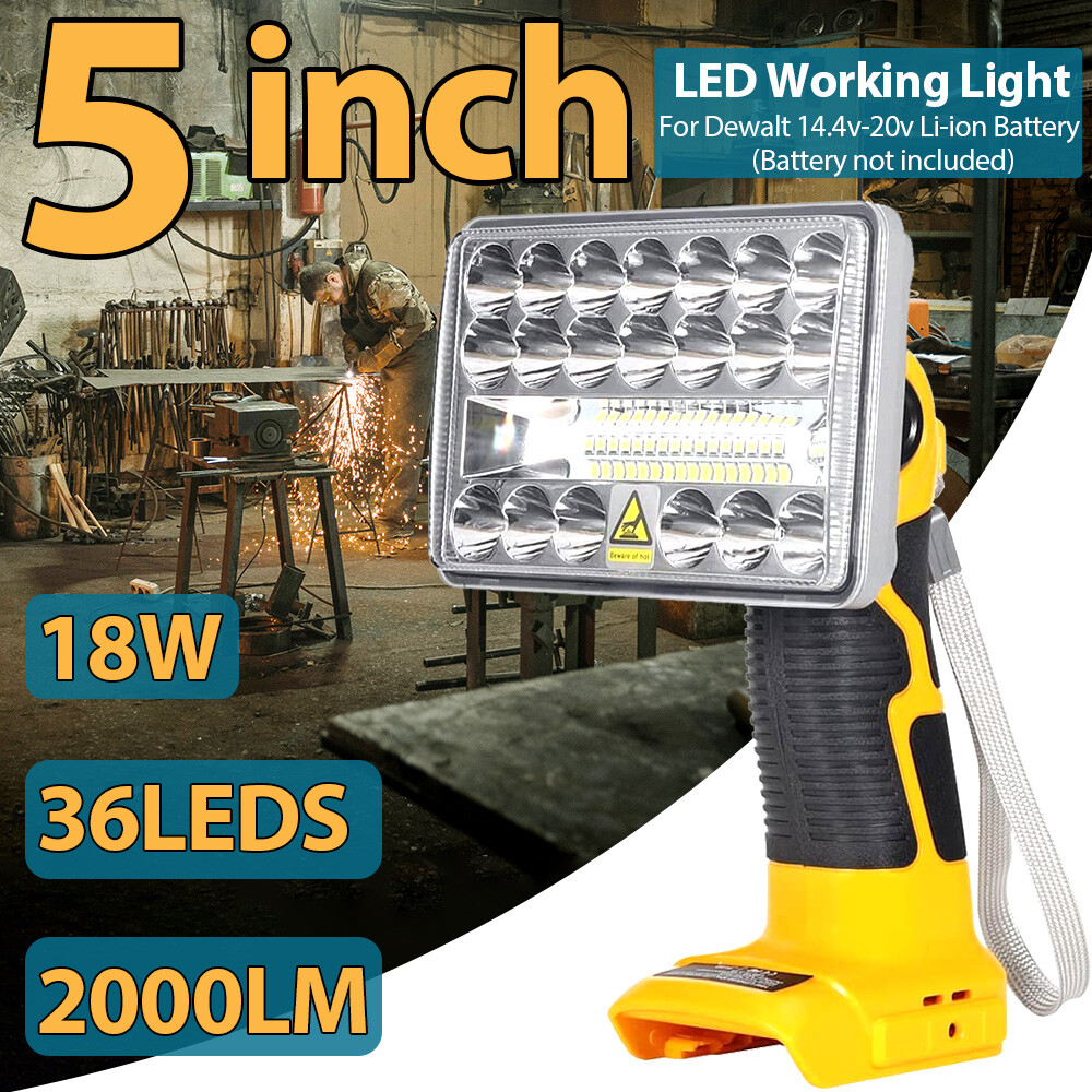 18W 2000LM Outdoor Lamp LED Work Light Flashlight for Dewalt 20v Lithium Battery
