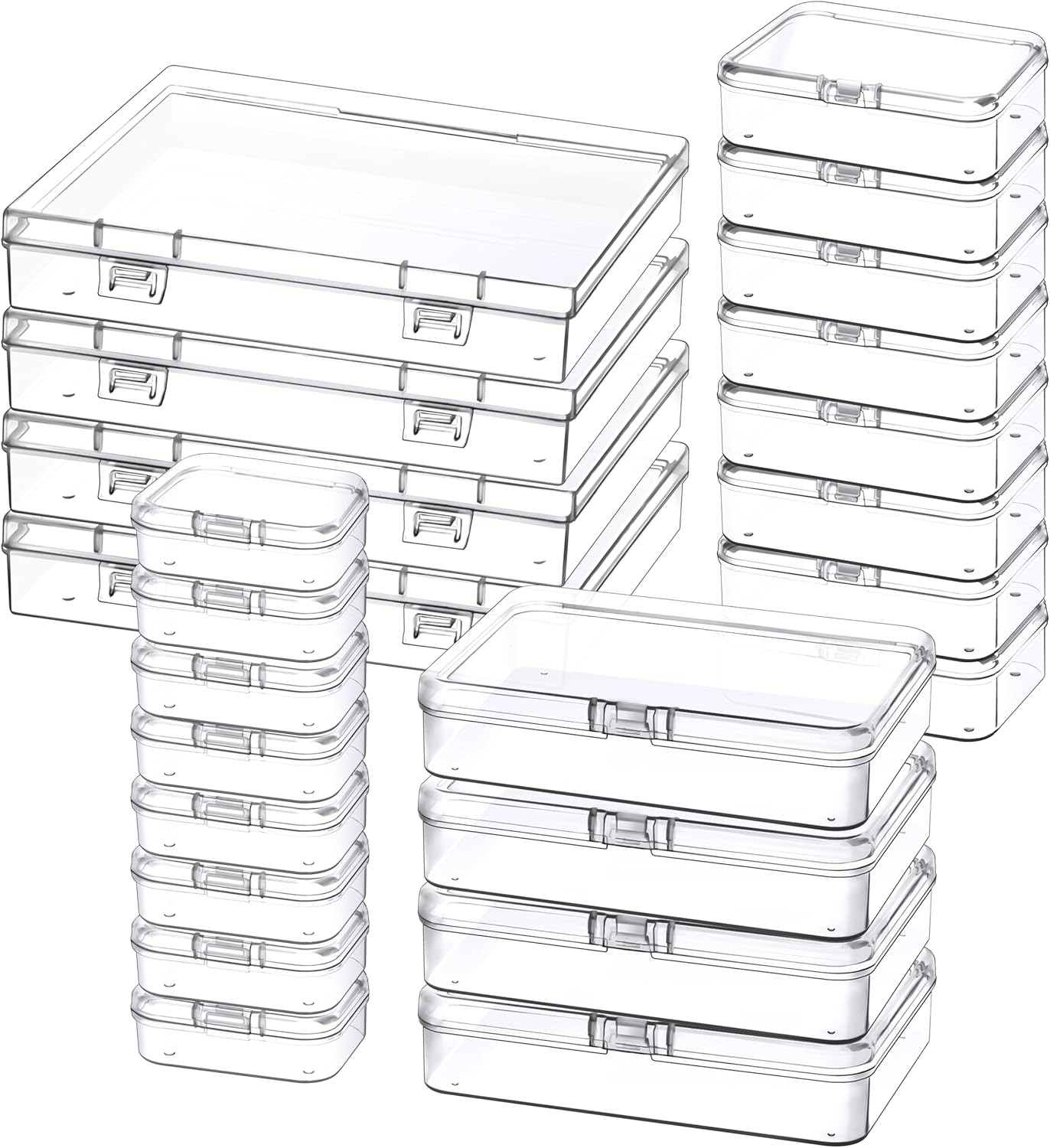 24 Pack Mixed Sizes Small Plastic Storage Containers, 4 (24Pcs), clear