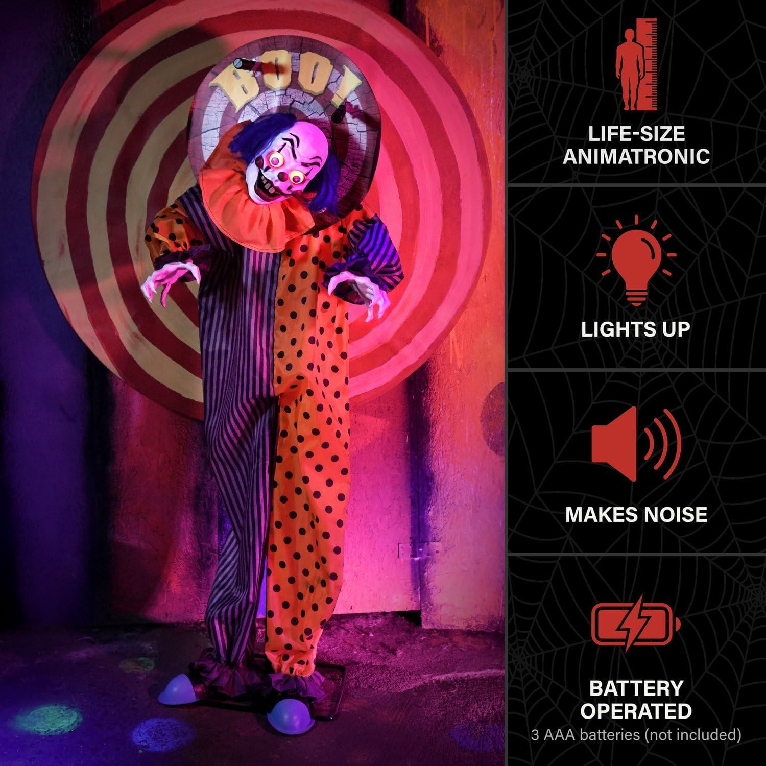 5.3-Ft Standing Animated Clown Animatronic