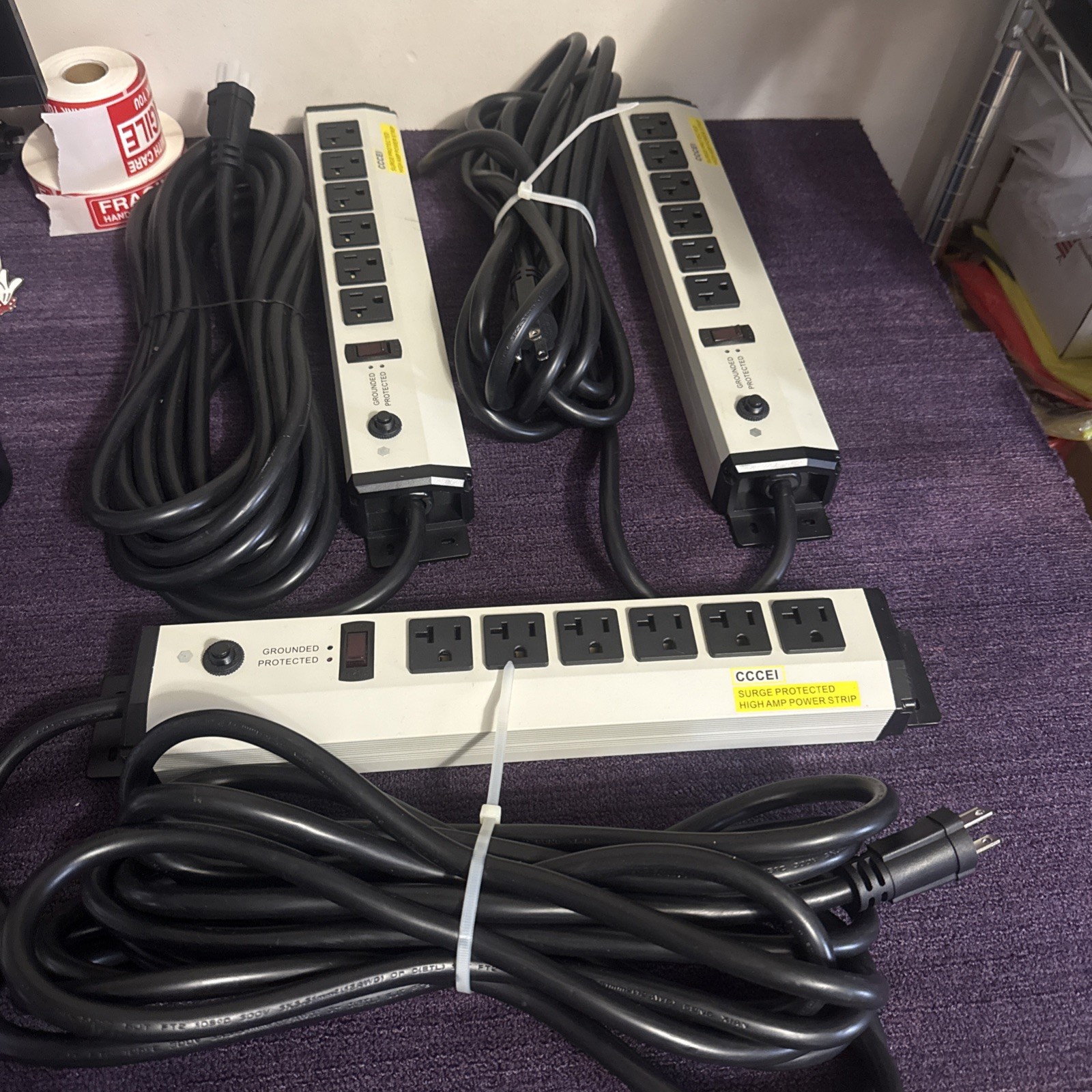 CCCEI Heavy Duty Power Strip Surge Protector 19 Foot Cable High Amp Industrial