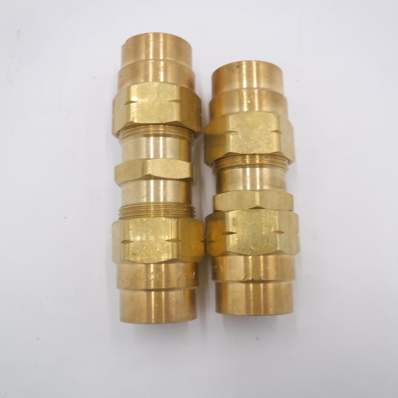 2 Pack 3/8" x 3/8" Tube ID Brass DOT Air Brake Hose End Fitting