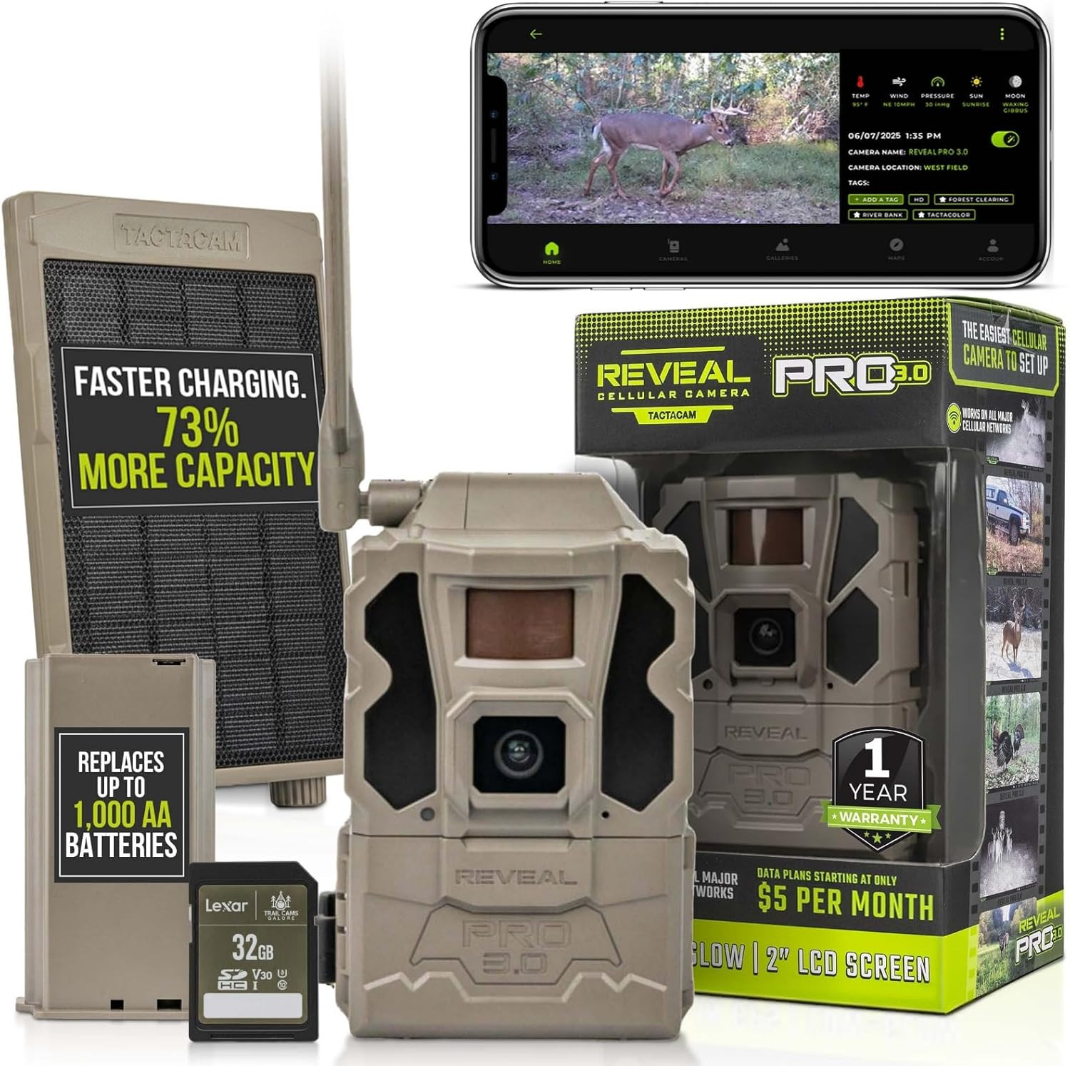 TACTACAM Reveal Pro 3.0 Cellular Trail Camera - Multi-Cellular Network, No-Glow