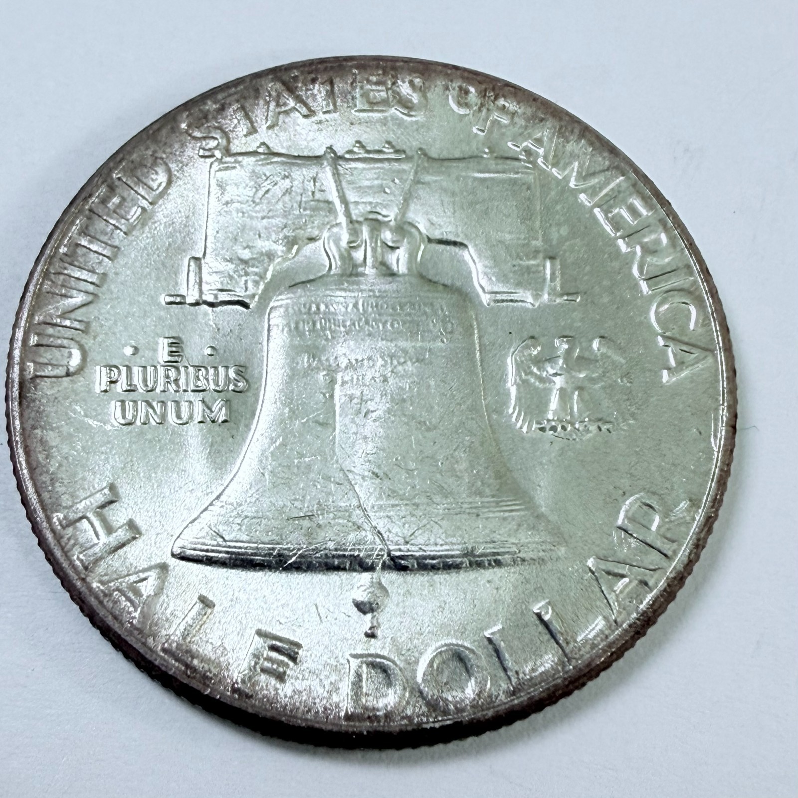 1963 P FRANKLIN SILVER HALF DOLLAR COIN 90% SILVER AU ABOUT UNCIRCULATED #8029