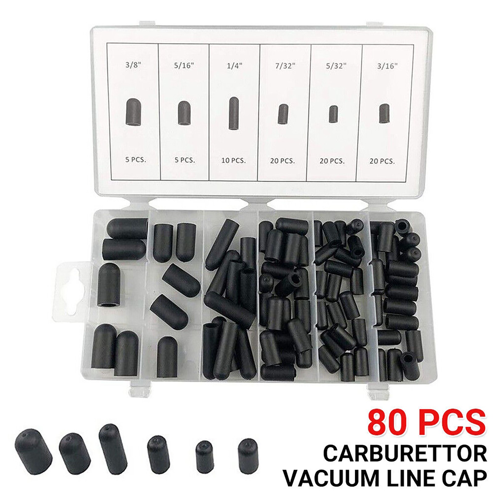 80Pcs Carburettor Vacuum Line Cap Block Off Assortment Kit  For Holley Edelbrock