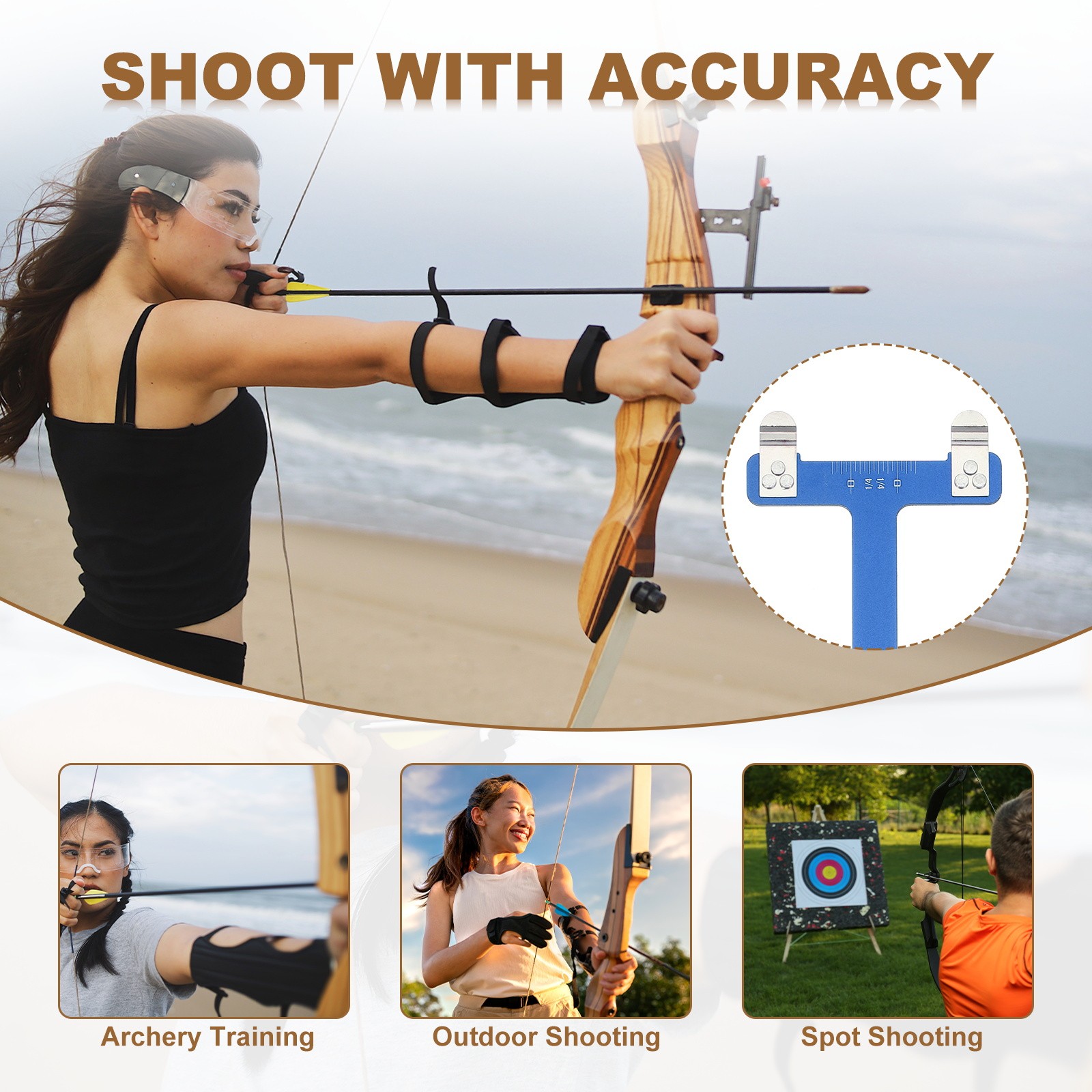 Archery Bow Square 33x9mm for Recurve Compound Bowstring Black/Blue