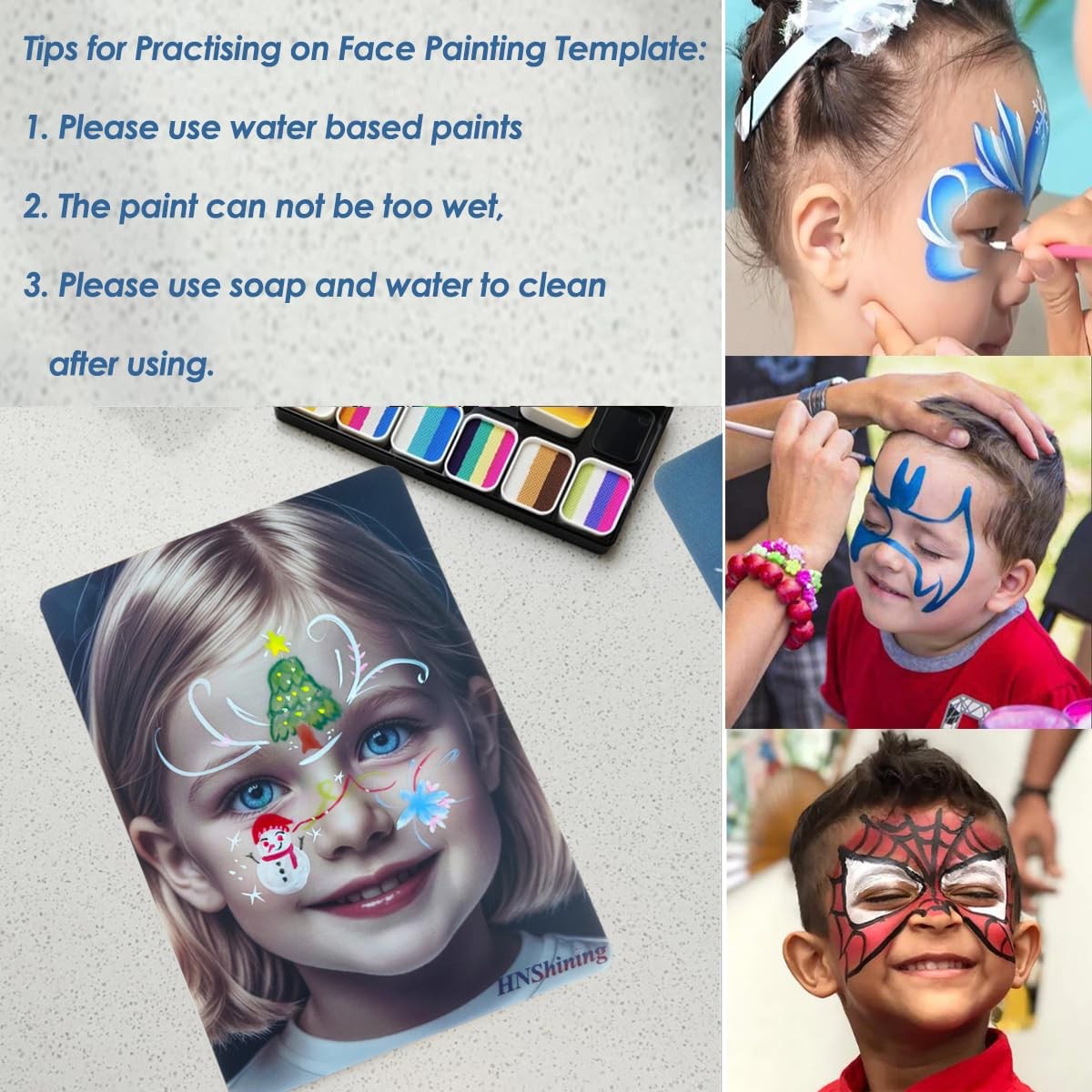 Reusable Face Painting Practice Board Makeup Exercise Template Display Tool
