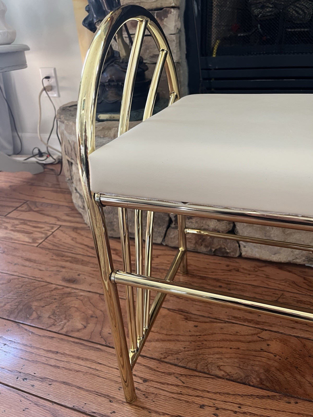 Vintage Brass Plated Rosalco Commodore Vanity Accent Bench MCM 20" W 1970's