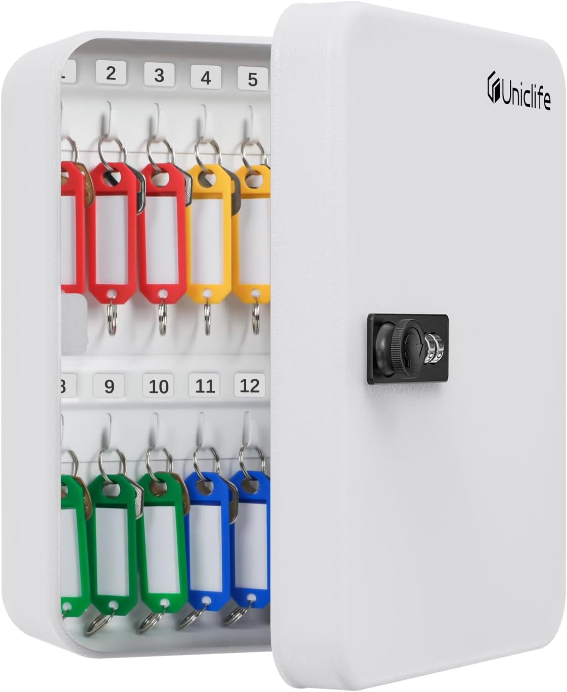 Uniclife 28-Key Steel Key Cabinet with Combination Lock Wall 28 Keys, White