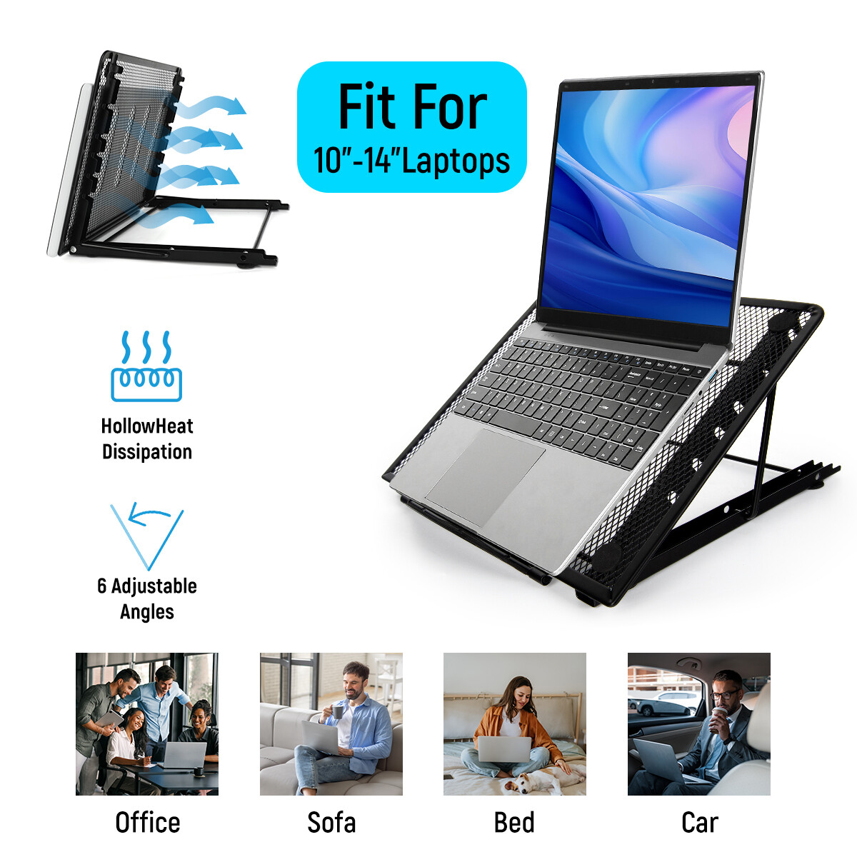 Black Portable Adjustable Laptop Stand Notebook Tablet Holder Foldable