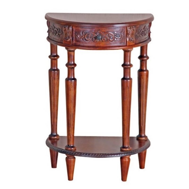 Bowery Hill Half Moon Console Table in Dual Walnut Stain