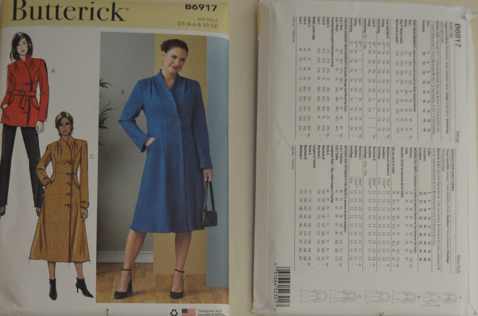 Butterick 6917 - Misses' Coats in three Lengths and Styles