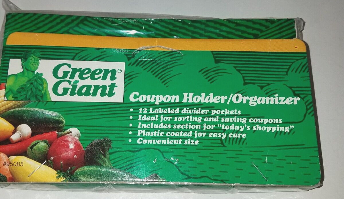 1995 Vintage 12 Section Organizer Coupon Holder Expandable "Green Giant" Sealed