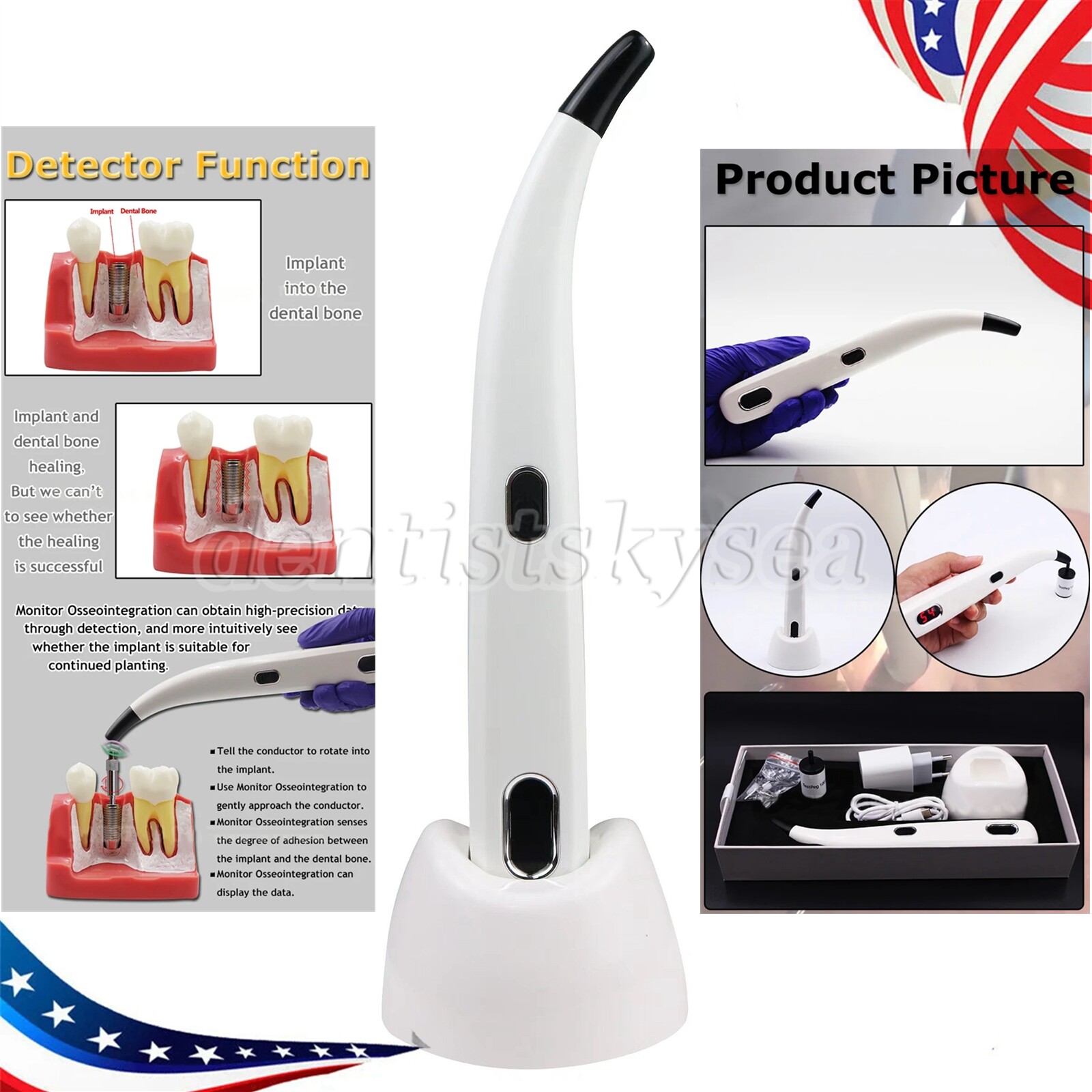 ISQ Osseointegration Inplant Stability Measurement System Meter Unit US Dental