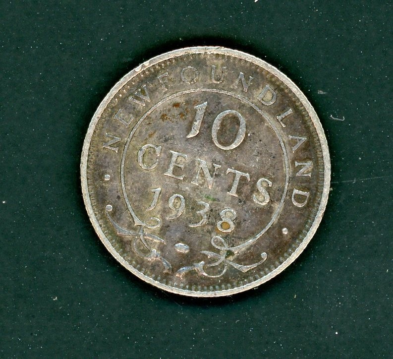 NEWFOUNDLAND 1938 10 CENTAVOS SILVER COIN - KM# 20 - AS SHOWN