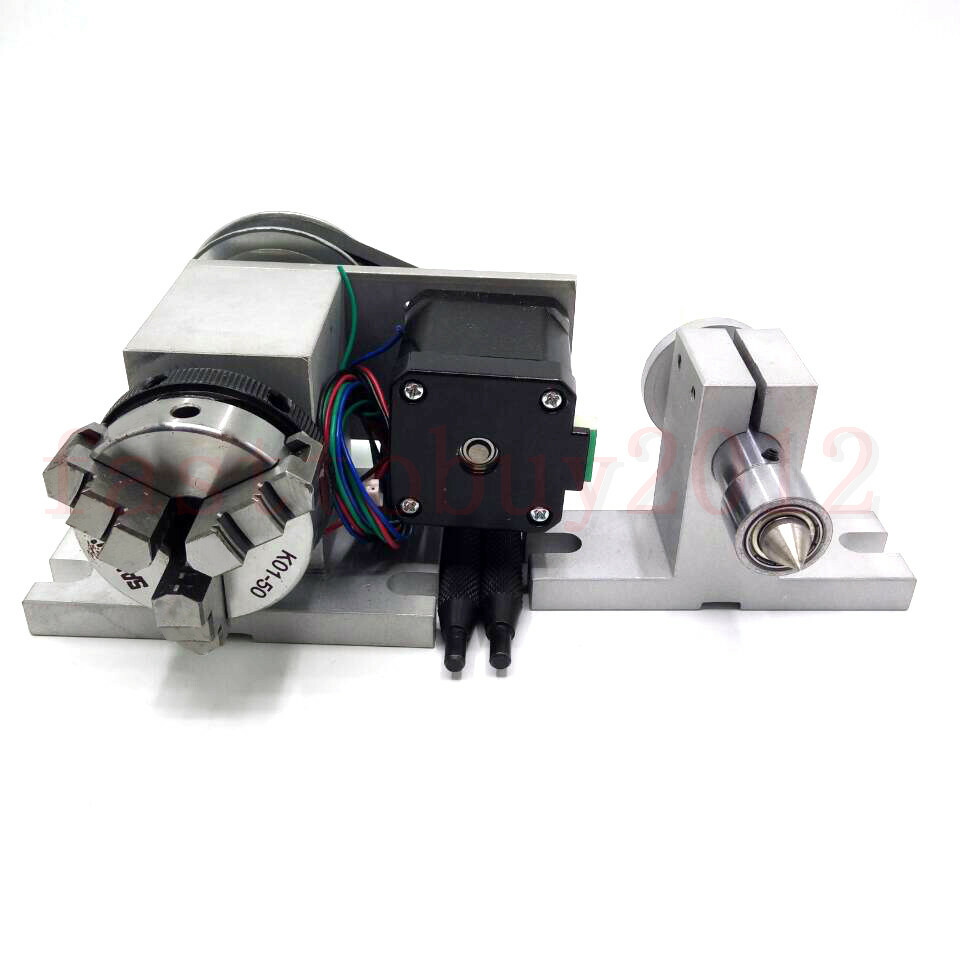 50mm Rotary Axis 4th-axis CNC Router Rotational A-axis + tailstock for Milling