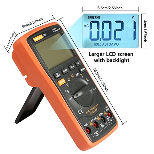 Auto Ranging Digital Multimeter TRMS 6000 with Battery Alligator Clips Orange