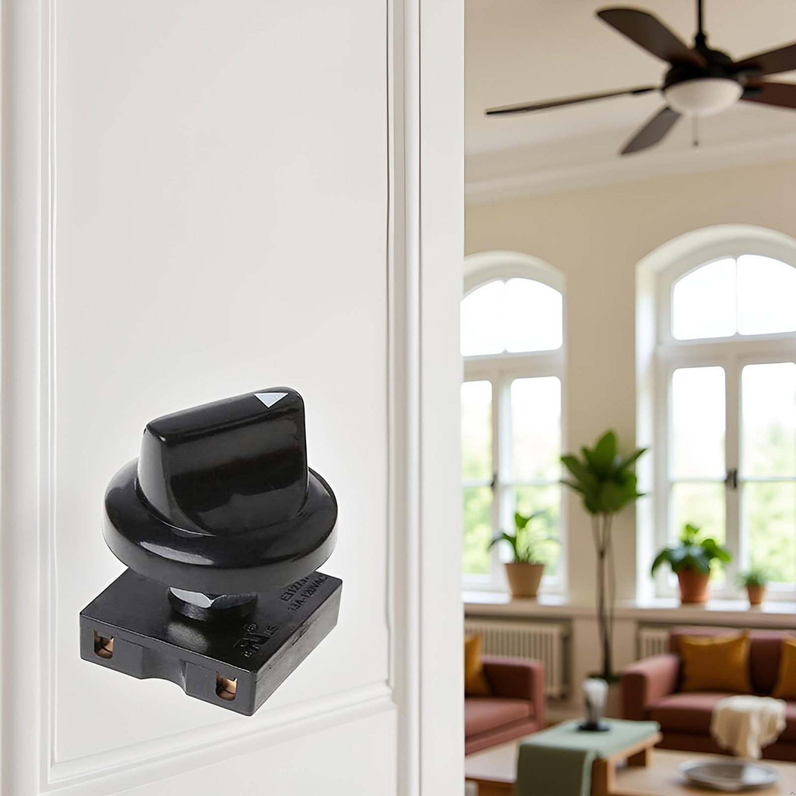 Black Fan Rotary Switch 4 Position 3 Speed Selector Switch Governor with Butt...