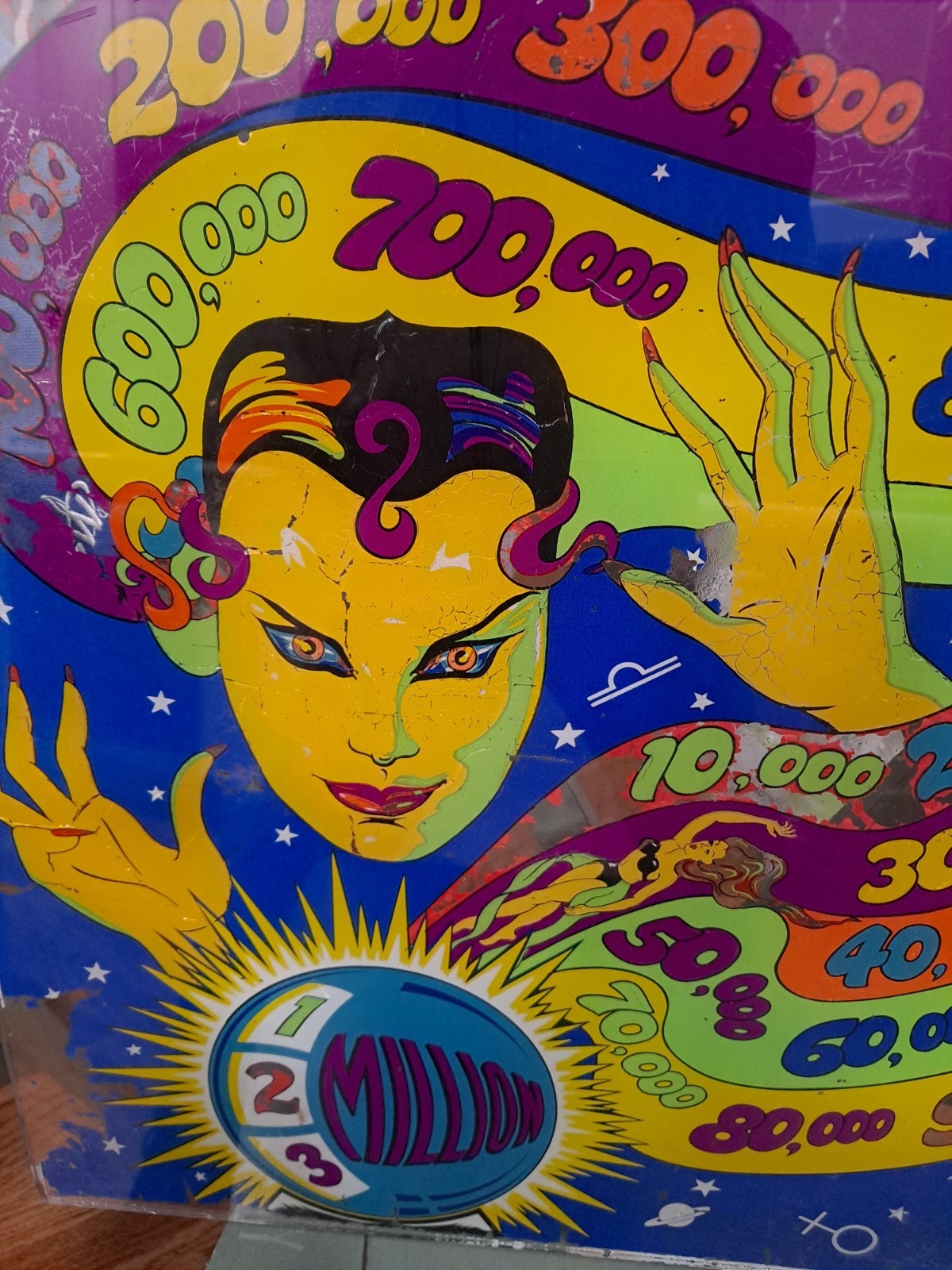 The Exhibit Supply Co. MAGIC, Original Pinball Machine BACK GLASS, 1940