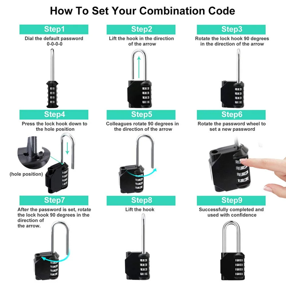 4-Digit Combination Lock: 10,000 Codes, Weatherproof & Durable