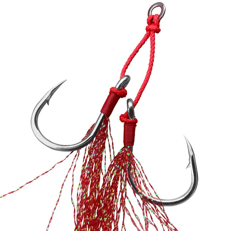 6Pair Double Assist Hooks Big Game High Carbon Steel Jig Hook Saltwater 2/0-9/0#