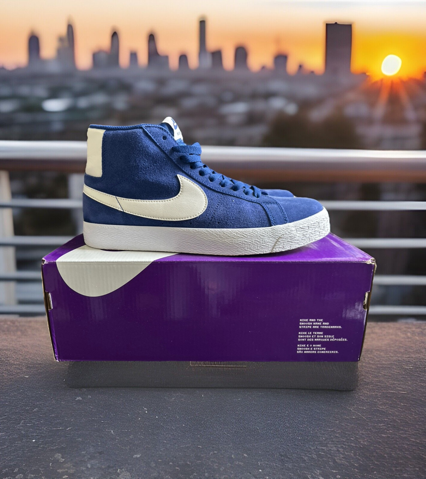 Nike SB Zoom Blazer Mid Men's Size 9.5 Royal Blue Suede Skate Shoes 864349-403