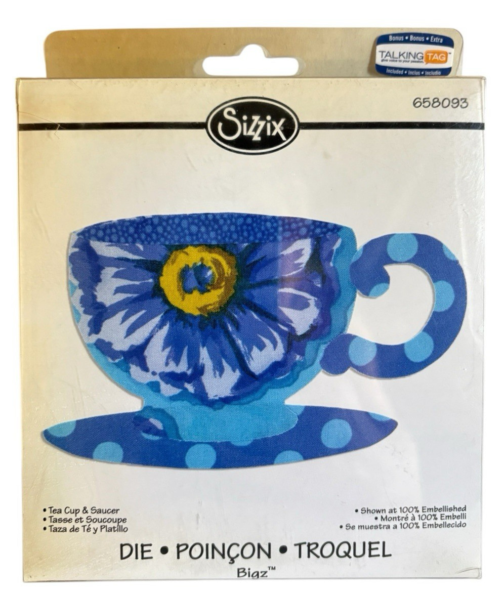 New Sizzix Bigz Tea Cup & Saucer Die 658093 - RARE