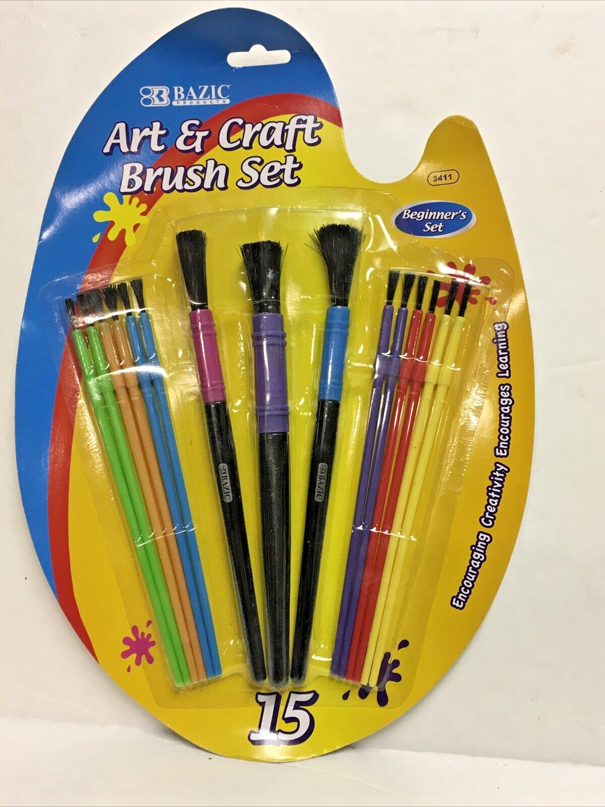 BAZIC ART & CRAFT BRUSH SET (BEGINNERS SET)  15 BRUSH NEW IN PACKAGE