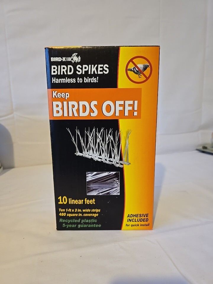 Bird-X Plastic Polycarbonate Bird Spikes Kit with Adhesive Glue 10 Ft Block Bird