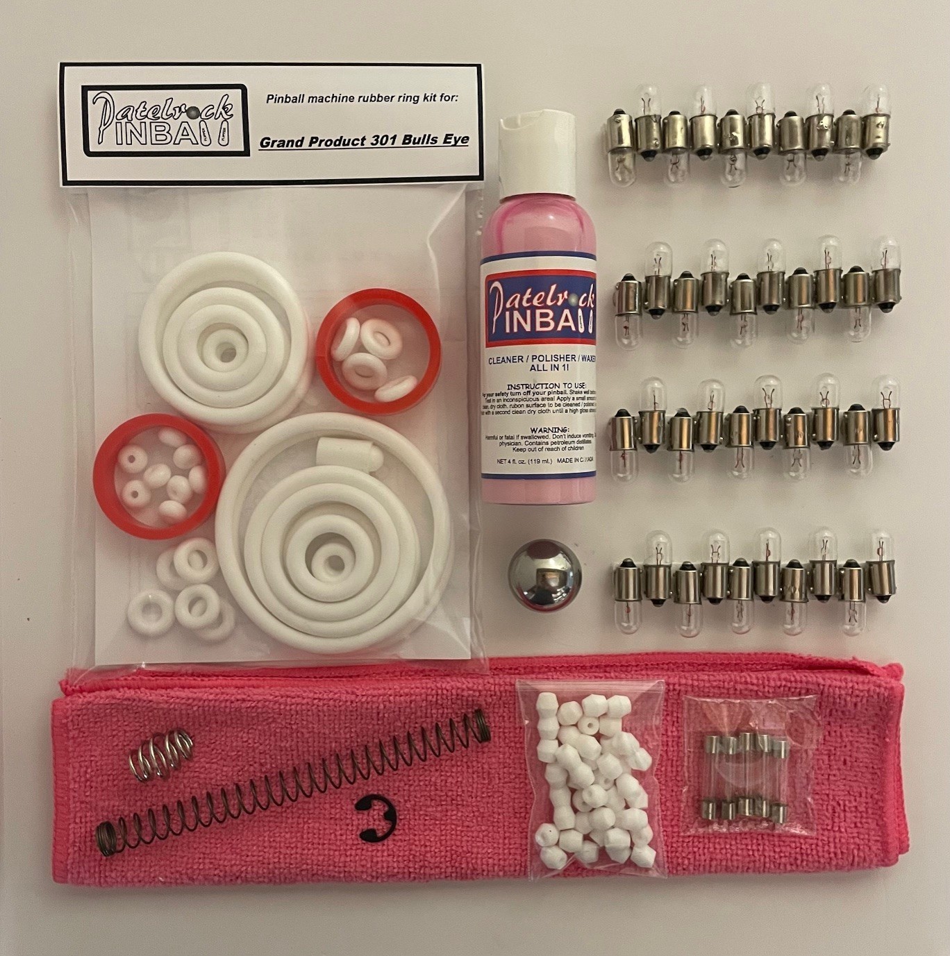 1986 Grand Products 301 Bulls Eye Pinball Machine Maintenance Tune Up Kit