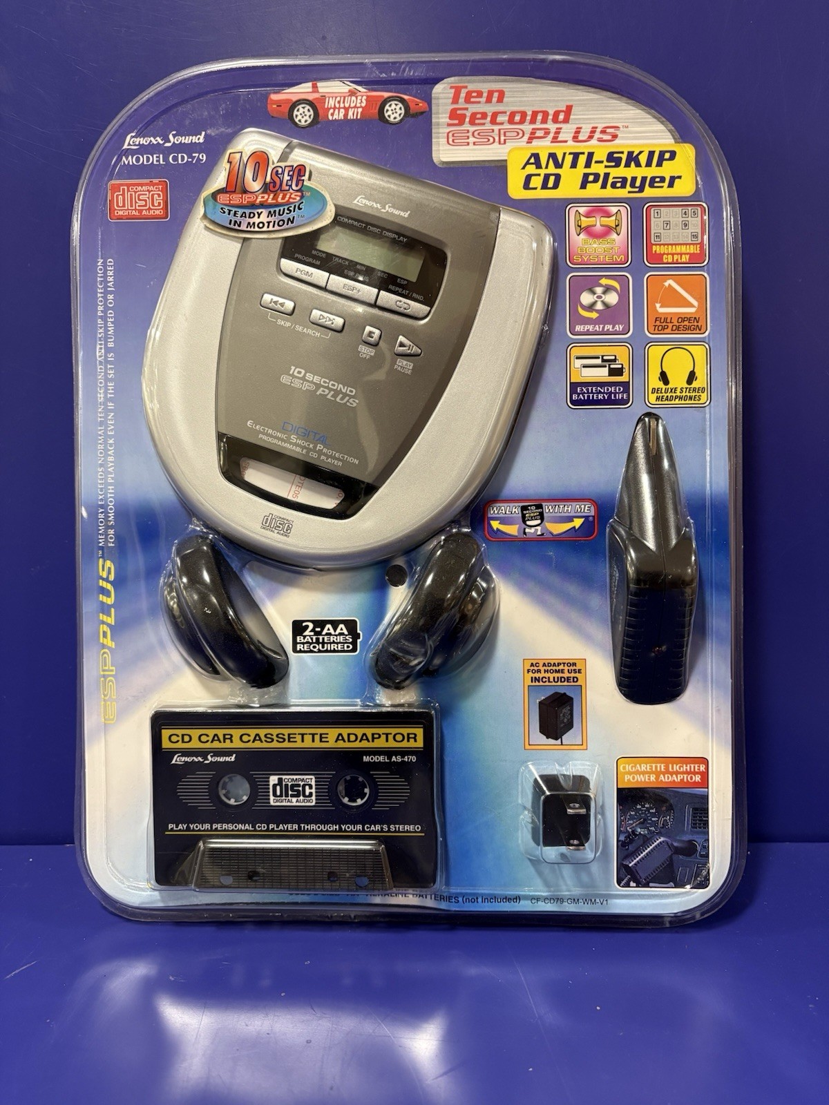 Lenoxx Sound Model CD-79 Ten Second ESP Plus Anti-Skip CD Player w/Car Kit  NEW