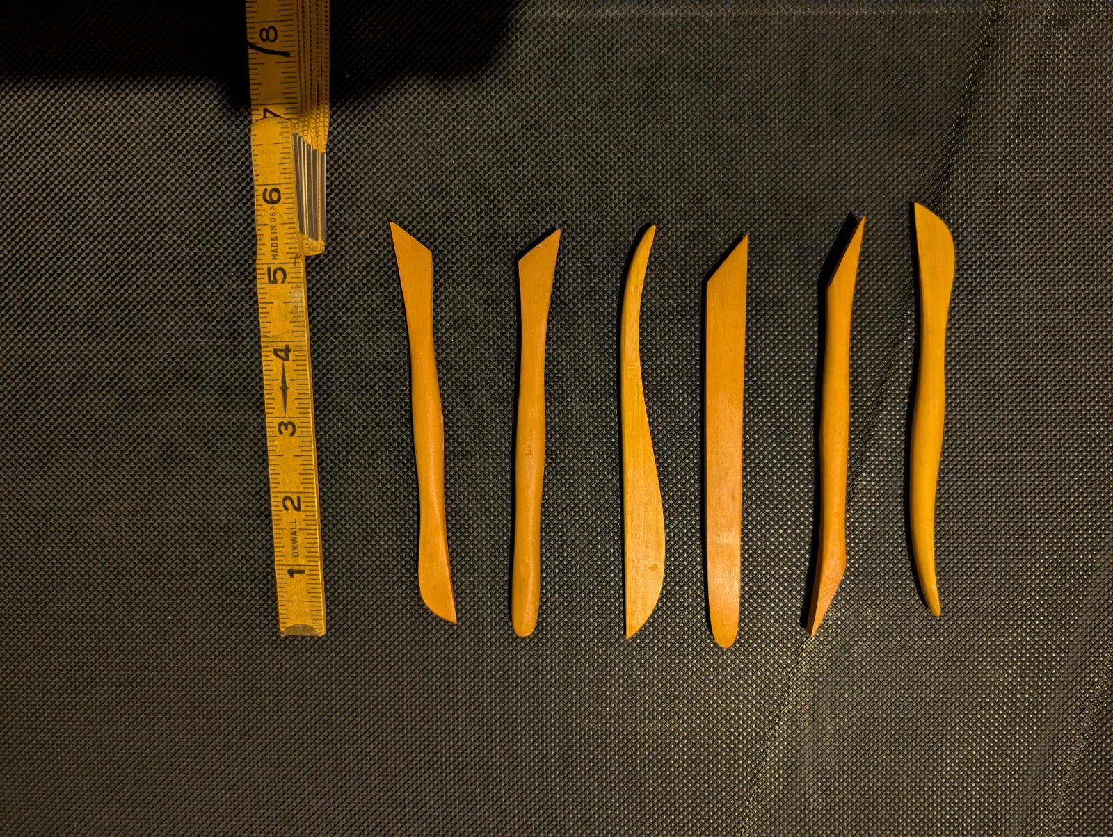 Set Of Six Wood Paper Burnishing Tools, For Folding, Scoring