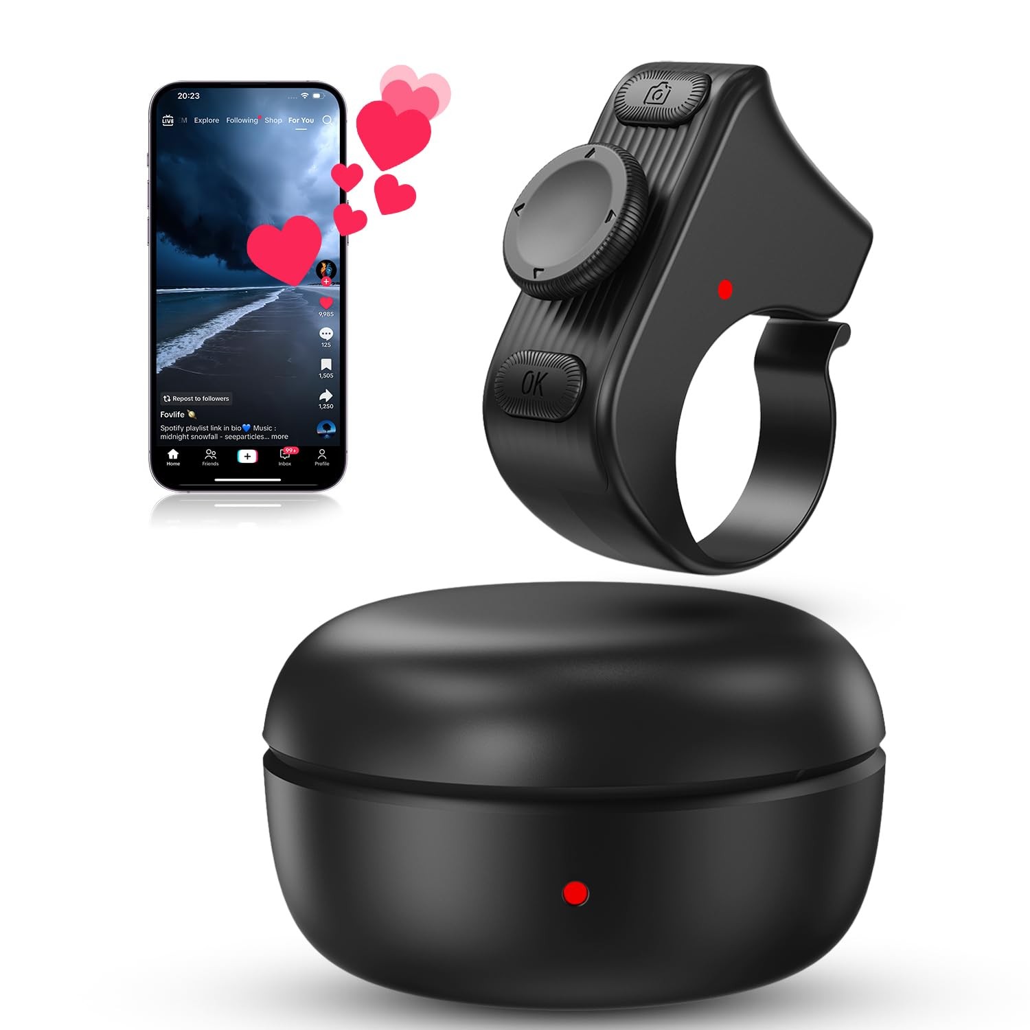 Wireless Camera Remote Control Shutter Release for TikTok Scrolling Ring